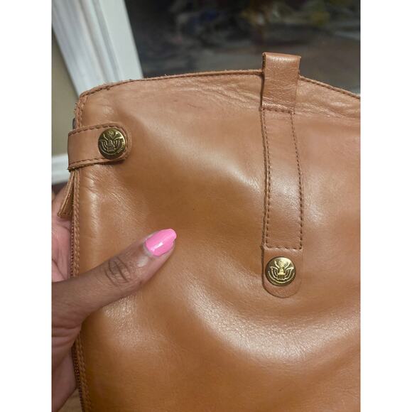 Sam Edelman Cognac Leather Knee-High Riding Boots | Gold Logo Detail | Women’s 9 - Picture 6 of 8